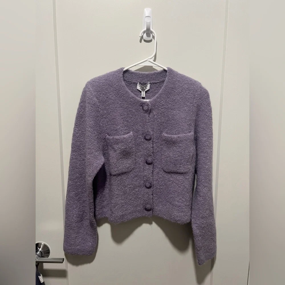 & Other Stories Lilac Cropped Button Cardigan